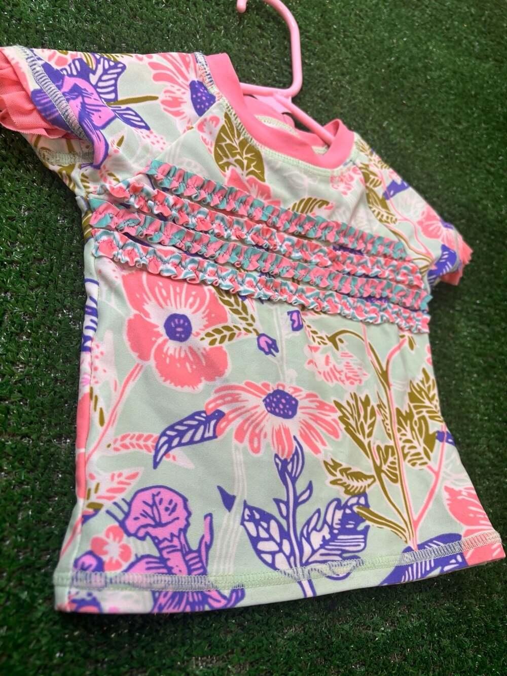 Matilda Jane Rash Guard Size 12-18M Floral Ruffle Swim Shirt